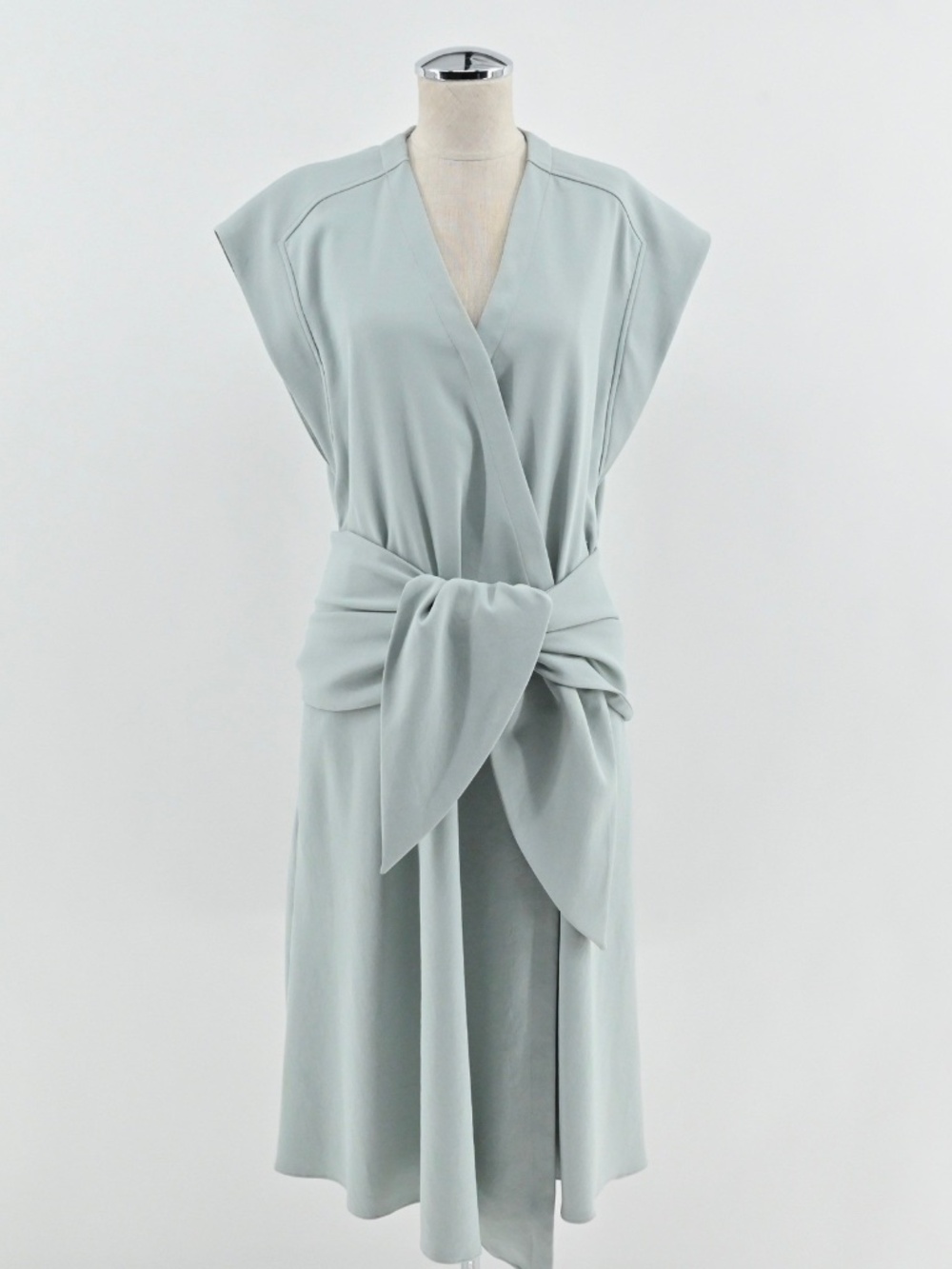 Tibi Green Chalky Drape Midi Wrap Dress Size 4